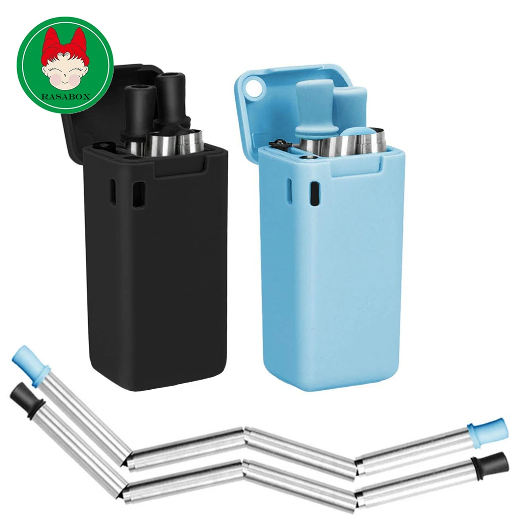 

Collapsible Straws Stainless Steel Reusable Foldable Drinking Straws