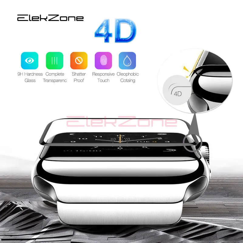 

ElekZone For Apple watch 38mm 42mm 40mm 44mm Screen Protector for Apple Series watch 1/2/3/4 Film 4D curved 9H Tempered film