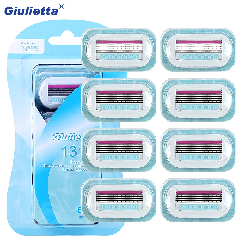 Lâmina de Barbear Lâminas de Barbear para Barbear Camada de Segurança Venus para as Mulheres Giulietta Lote 4 Substituível Feminino 8 Pçs –