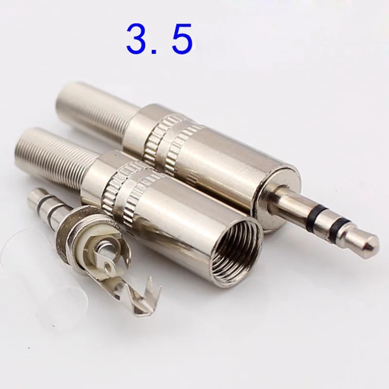 3 5mm Plugs Jack 3 5mm Connector Stereo two channel Headphone Plug Audio Connector Nickel Plated Can be Wired