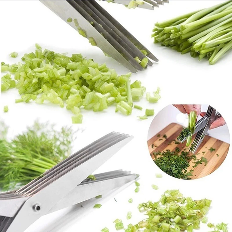 Многофункциональные кухонные Многослойные ножницы из нержавеющей стали, 5 слоев, измельченные чешуйчатые ножницы для специй, инструменты для приготовления пищи