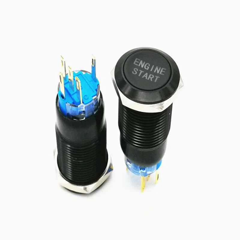 

1PC 19mm 12V LED Light Black Car Anti-Rust Engine Start Stop Push Button Switch Auto Ignition Switch