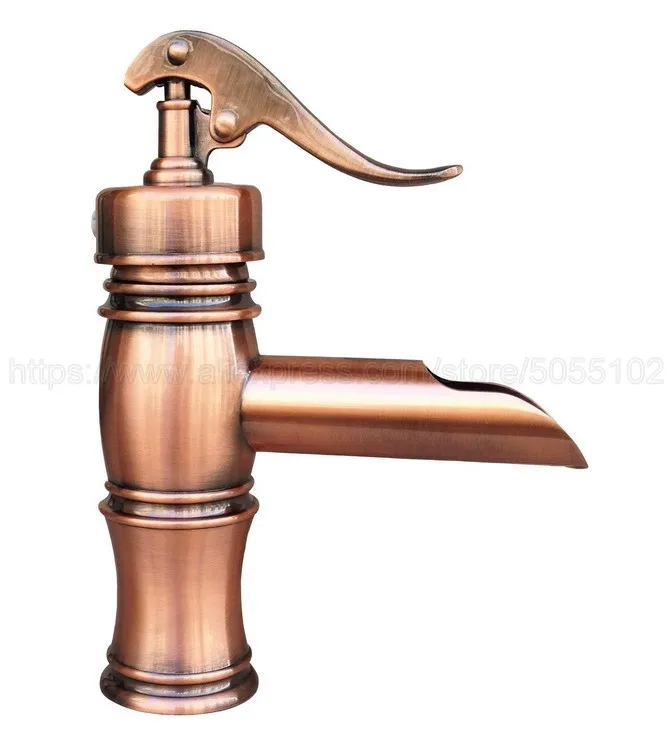 

NEW "Water Pump Look" Style Bathroom Deck Mounted Faucet Antique Red Copper Hot And Cold Tap znf311