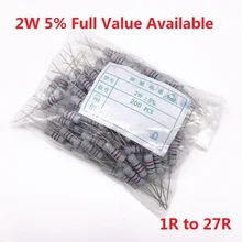 200 шт. 2 Вт оксид Carbom металлический пленочный резистор 1R/2.2R/4.7R/5.1R/6.2R/6.8R/7.5R/10R/12R/15R/18R/20R/22R/24R/27R /Ом 5