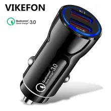 VIKEFON мини USB Автомобильное зарядное устройство Quick Charge 3,0+ 3.1A быстрое автомобильное зарядное устройство для мобильного телефона планшета gps и т. д. двойное автомобильное usb-устройство для зарядки телефона