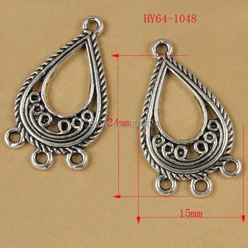 

free shipping 45pcs 64-1048 antiqued silver-plated alloy 3 hole earring hook earring charm jewelry finding