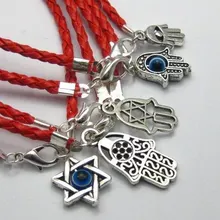 20 смешанных Каббала Хамса рука амулеты Красные Кожаные плетеные браслеты