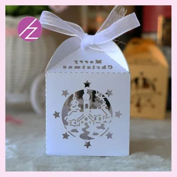 

50pcs/lot Christmas party decoration latest design white chocolate cake candy box with free logo TH-217