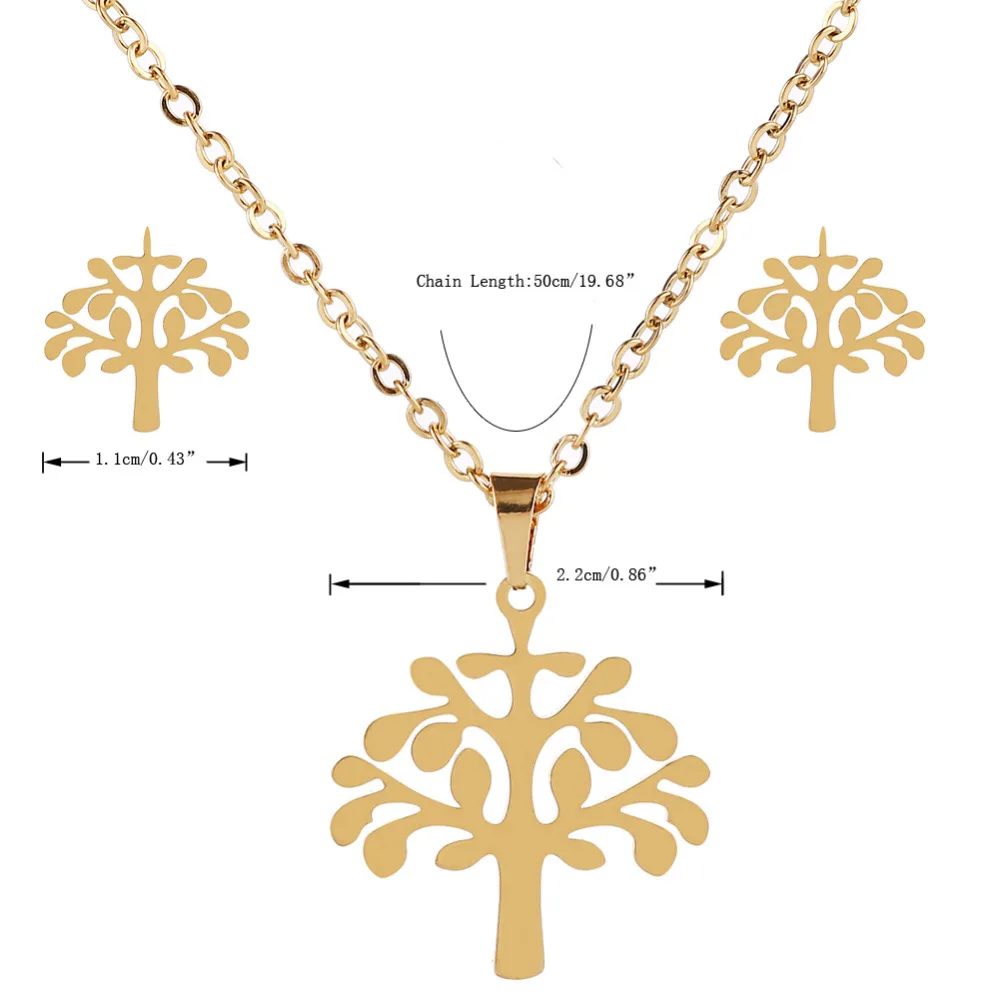 Женский комплект из колье и серёг нержавеющей стали|jewelry sets|wholesale jewelry settree of life |