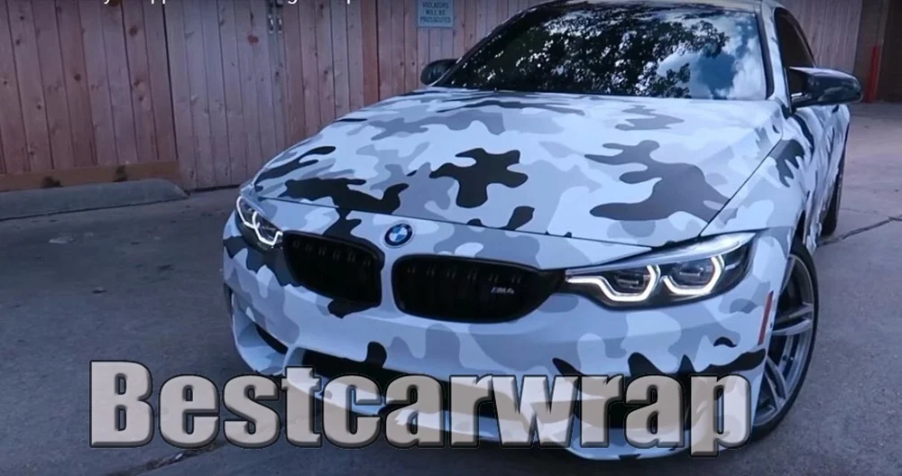 669 Snow camouflage vinyl car wrapping film full truck white winter covering (3)