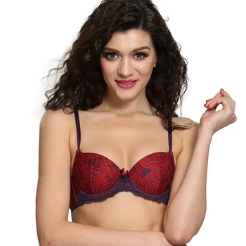 

fly bra Women's Plunge Moulded Bra Sexy Lace Floral Decorated Thin Cup BH For Girls Small Size