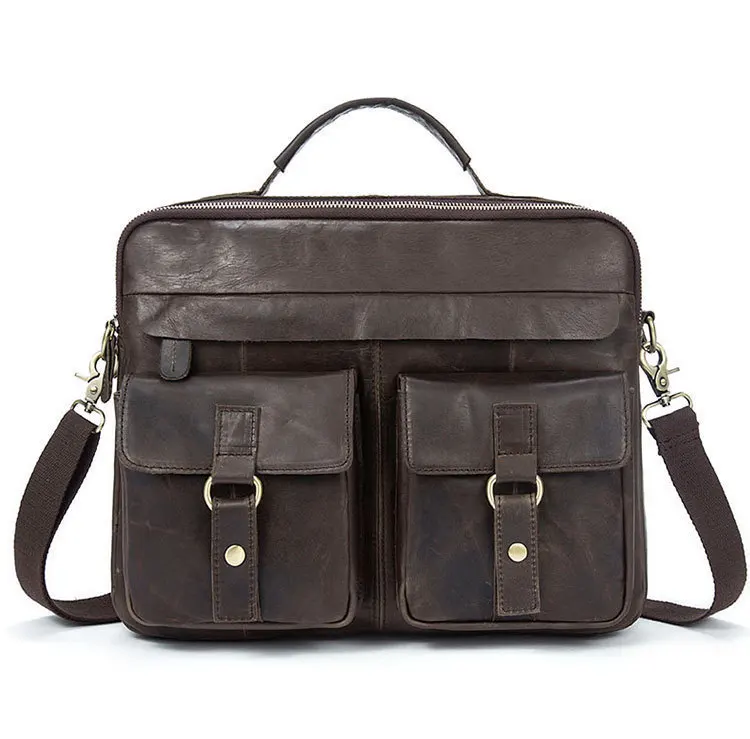 Натуральная Воловья кожа Для мужчин сумка мужская деловая сумка Crossbody сумка Для мужчин Модная винтажная сумка для ноутбука Портфели