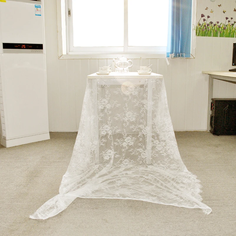 150*300cm White Vintage Table Cloth Lace Decorative Tablecloth Dining Table Cover Wedding Party Hotel Home Decor