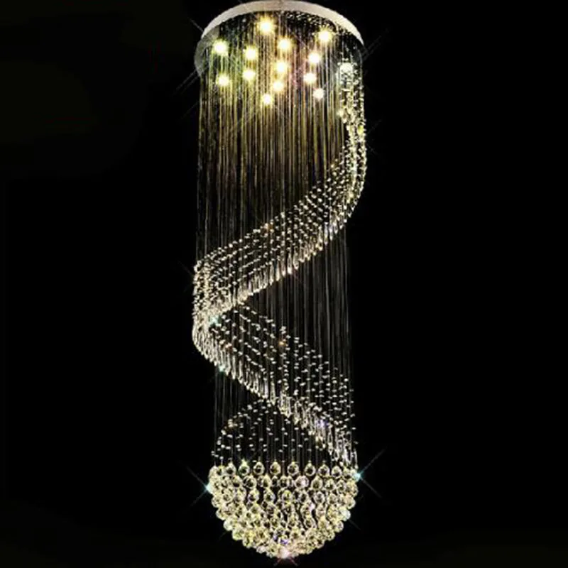 

Manggic Crystal Modern Chandelier For Spiral Design LED Luxury Crystal Lamp Hanging Interior Ladder Corridor Lamp