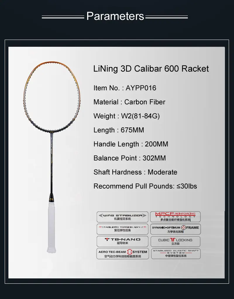Li-Ning 3D CALIBAR 600B/600C/600 Professional ракетка для бадминтона с одной подкладкой Racquet AYPM322 (AYPM402)/AYPM386/AYPP016 ZYF247