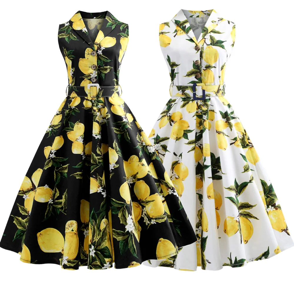 plus size lemon print dress