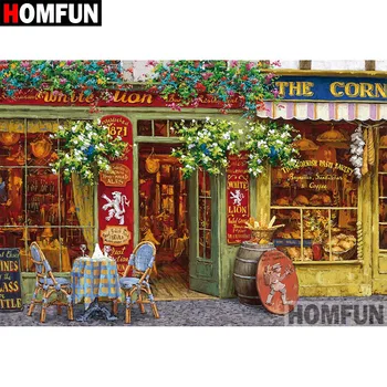 

HOMFUN Diamond Painting Cross Stitch "Shop scenery" 5D DIY Diamond Embroidery Full Square/round Rhinestone Of Picture A08748