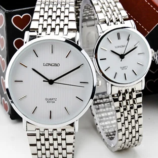 

Fashion Longbo Luxury Brand full stainless steel Lady men Couple Clock Casual quartz Business Dress watch montre femme de marque