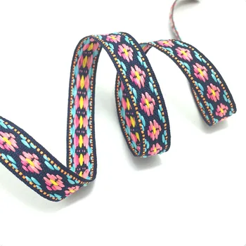 

NEW 1/2''12mm 10yard/lots 100% polyester color geometry flower Woven Jacquard Ribbon dog chain accessories KTZD16051003