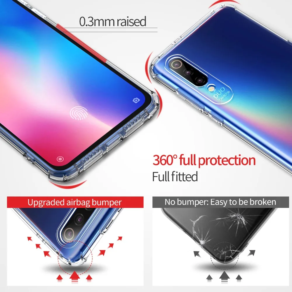 Msvii Airbag Case For Xiaomi Mi 9 SE Note 7 Transparent Silicone Clear TPU Soft Shell For Xiaomi Mi9 Redmi 7 Cover Coque Luxury