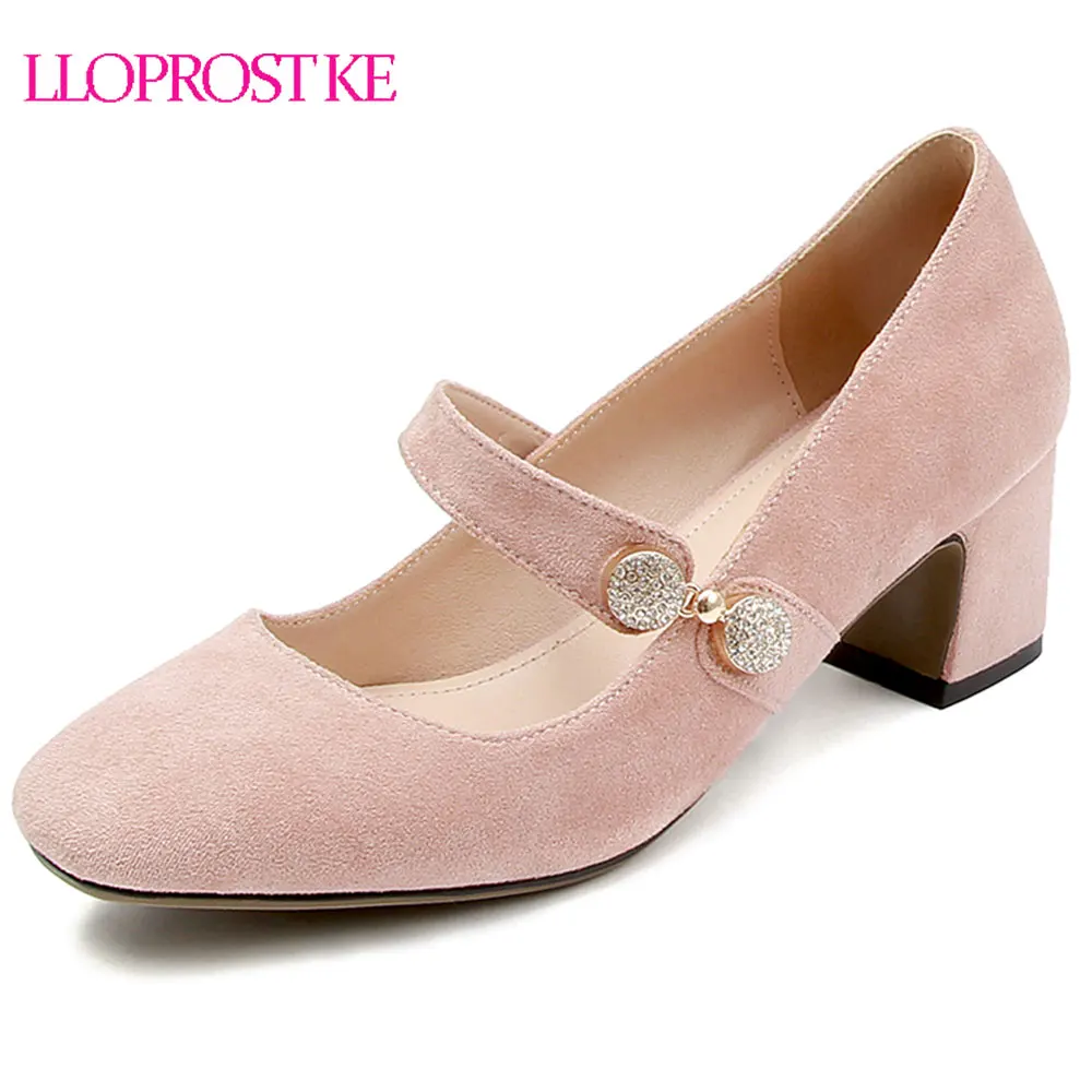 

Lloprost ke Spring 2019 Size 43 Sexy Lady Thick High Heel Pumps Women Square Toe Shoes Women Wedding Party Flock Footwear D924