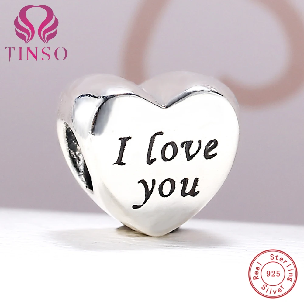 100% Authentic 925 Sterling Silver I Love You Charm Beads Fit Pandora Charm Bracelet DIY Original Silver Fashion Jewelry