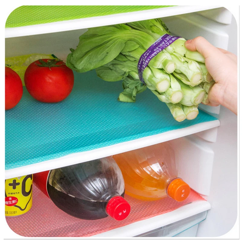 

4pcs Kitchen Mat Refrigerator Pad Antibacterial Antifouling Mildew Moisture Tailorable Pad Refrigerator Mats Fridge Waterproof