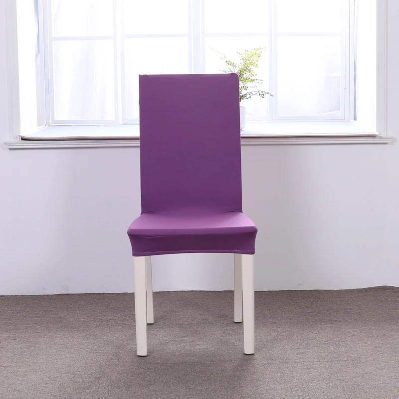 Purple Solid Color 1pcs Stretch Home Decor Dining Chair Cover Spandex