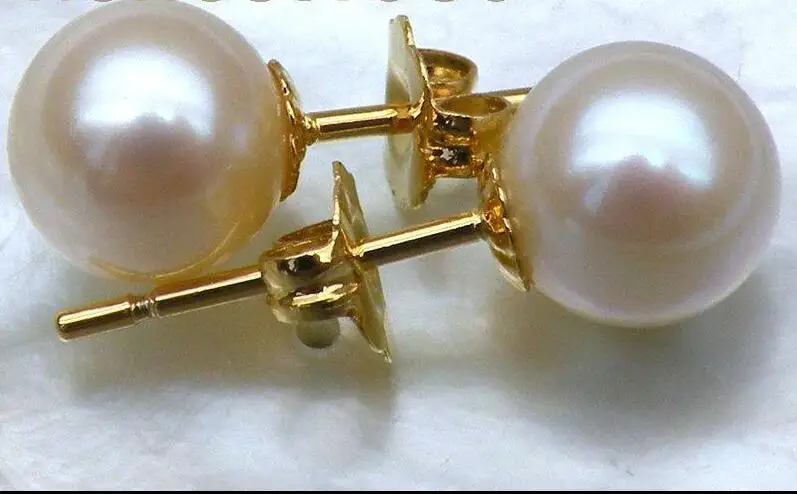 

Free Shipping >>>> BEAUTIFUL 6.2MM AAA+++ TOP GRADE WHITE PERFECT ROUND AKOYA PEARLS EARRING 14k