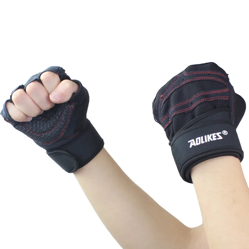 Sports Harf Finger font b Gloves b font Fitness Exercise Dumbbell Weight Lifting Training Gym Breathable
