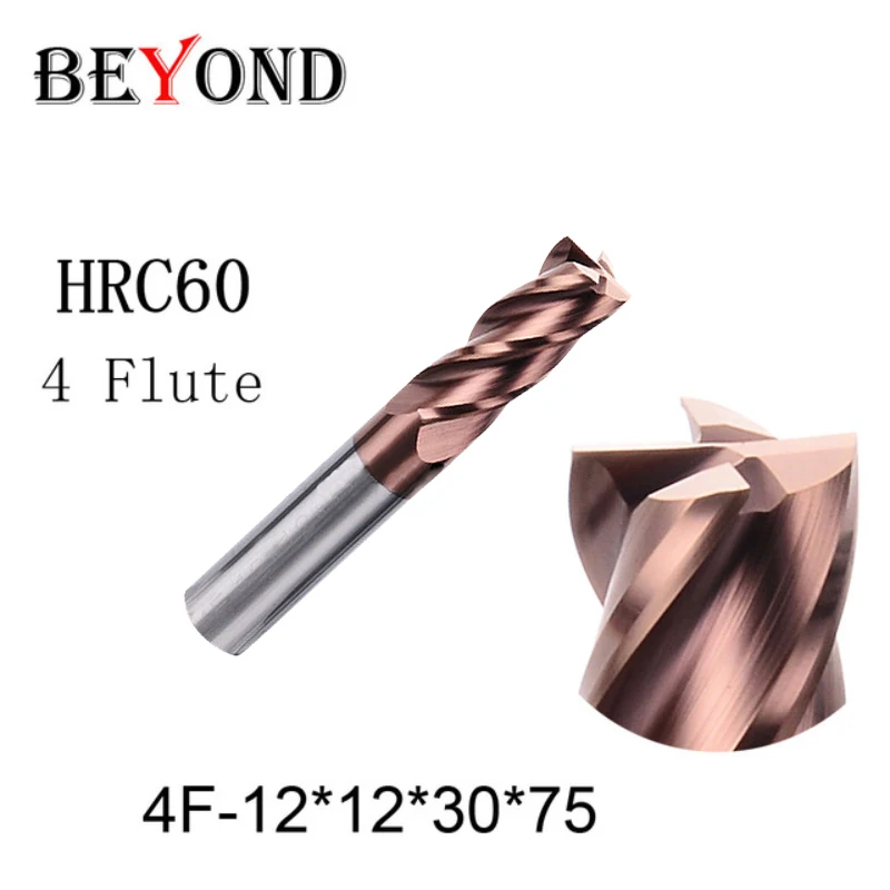 

4f-12,Hrc60 Carbide End Mills Square Flatted 4 Flute Coating CNC Machine Milling Cutter 12*30*75mm Accessories High Quality