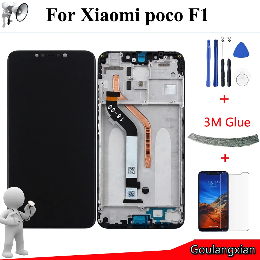 

High quality IPS LCD+Frame For Xiaomi poco F1 LCD Display Touch Screen Digitizer Assembly for xiaomi mi Pocophone F1 Replace new