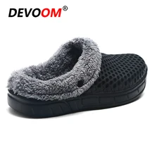 Для мужчин s меховые тапочки модные Зимние тапочки Для мужчин Хо Применение дома Теплая домашняя обувь двойной Применение меховые шлепанцы без задника с открытыми пальцами мужские домашние тапочки, шлепанцы в стиле унисекс