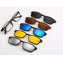 Магнитные солнцезащитные очки с 5 линзами для мужчин и женщин, очки 5 в 1, зеркальные поляризованные солнцезащитные очки с клипсой, очки для ночного видения Oculos Gafas