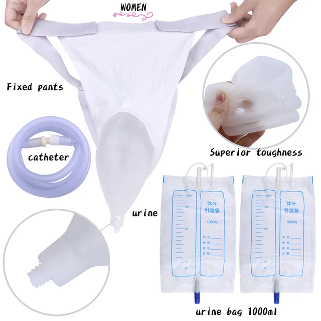 Silicone 1000ml Man Women Elder Urine Bag with Catheter Hemiplegia