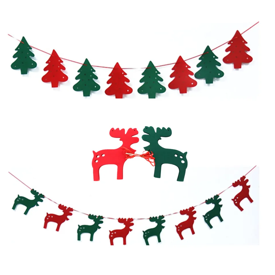 3m Non Woven Christmas Tree Elk Stocking Fabric Hanging Banner