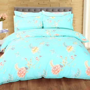 

Plant Floral Azure Blue King Queen Double Size Duvet 2*2.3m Bed Sheet Linens 4pcs Bedding Sets Aole Cotton Pillowcase Bedclothes