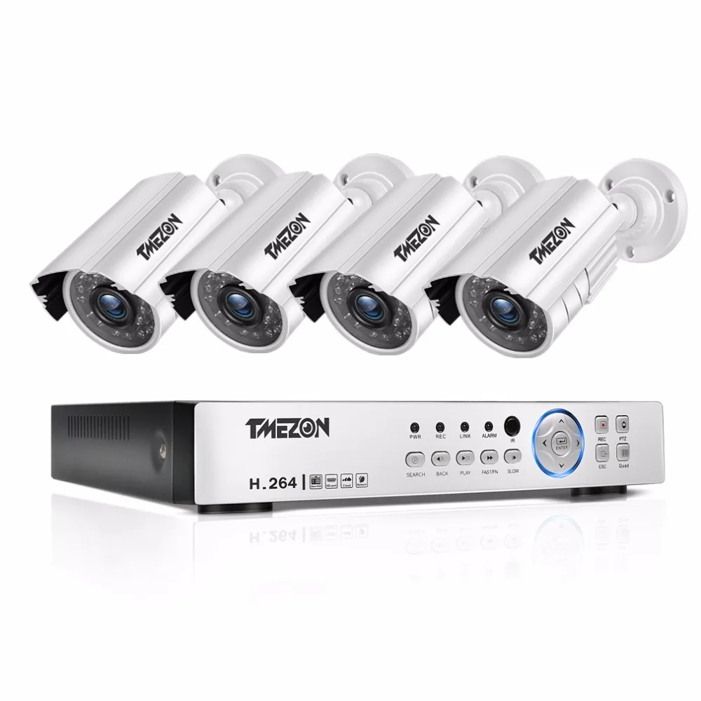 TMEZON 4CH CCTV System 4PCS 720P font b Outdoor b font Weatherproof Security Camera 4CH 1080P