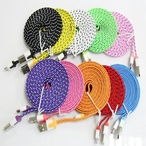 3M/10FT 8pin Flat Noodle Fabric Nylon Braided Woven USB Charge Data Sync Charger for iPhone7 6 6s 5 5S 5C iOS10 | Мобильные телефоны