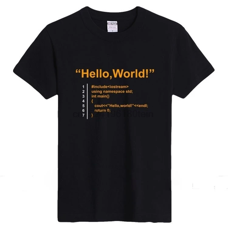 Hello World программист Письмо печати Топы Программирование пародия футболка хлопок