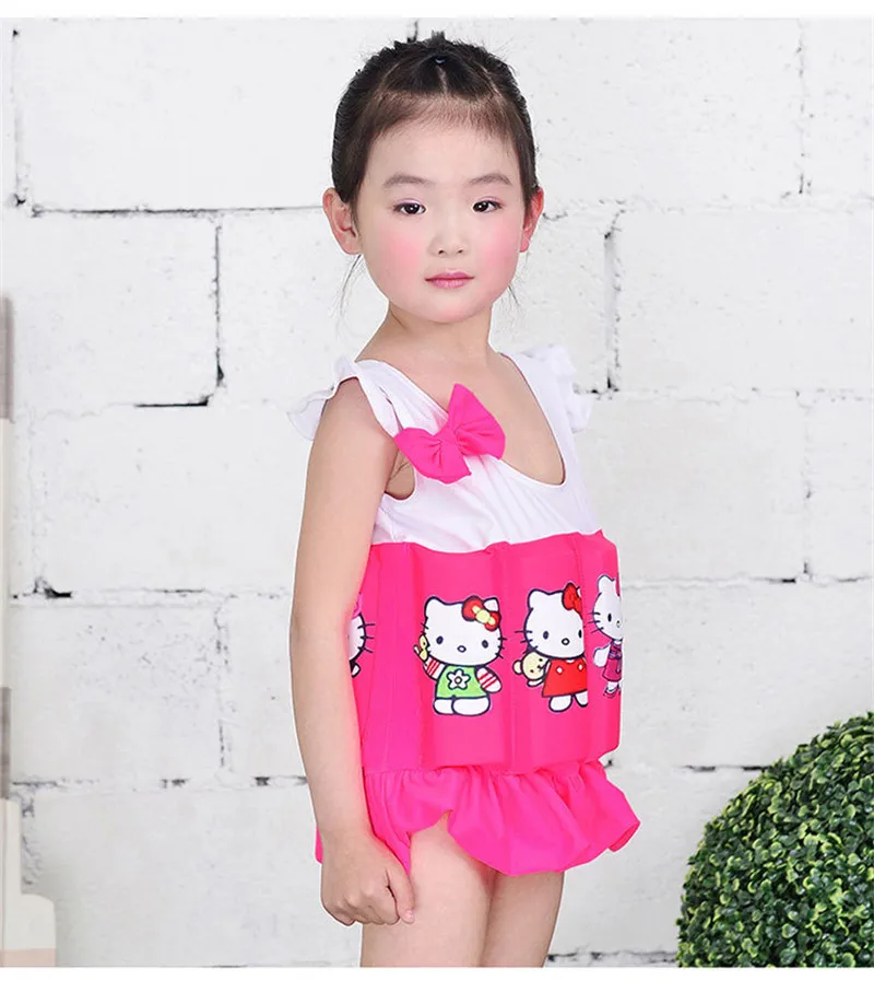 2017 Brand New Quick-drying Kids Buoyant Swimsuit Baby Boy& Baby Girls Siamese Floating Body Swimsuit Removable Float Swimwear17