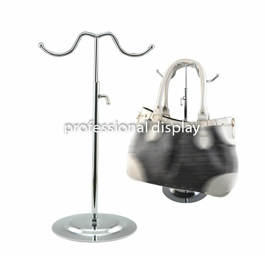 Adjustable Metal Bags Handbag Display Rack Stand Double Side Black