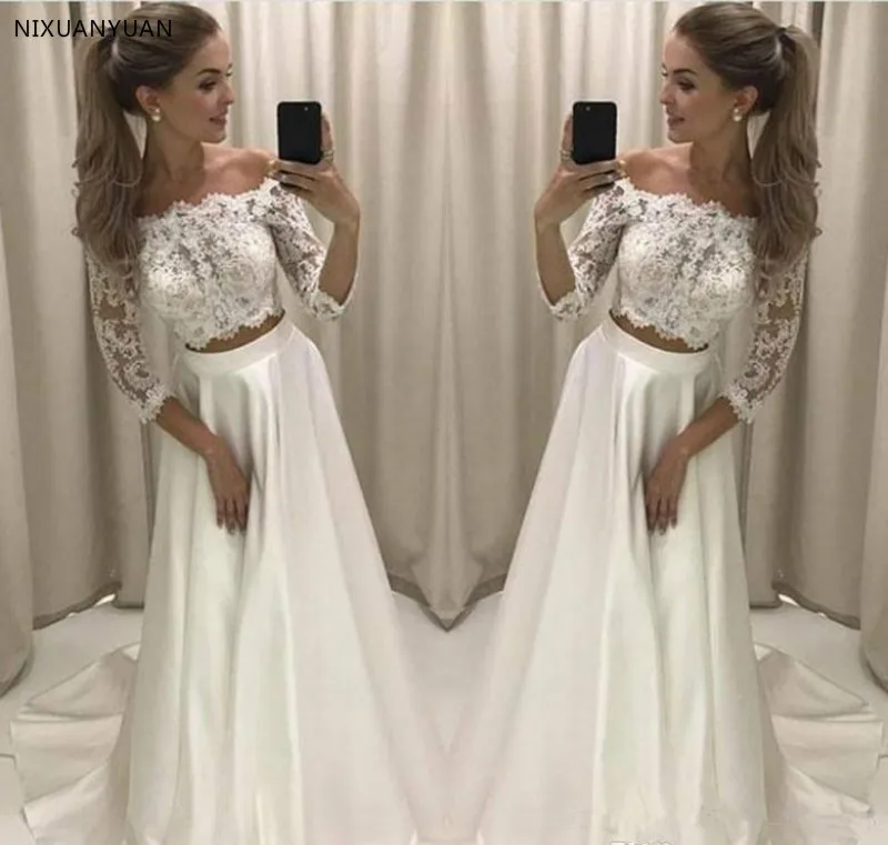 Lace reception dresses for bride Outlet