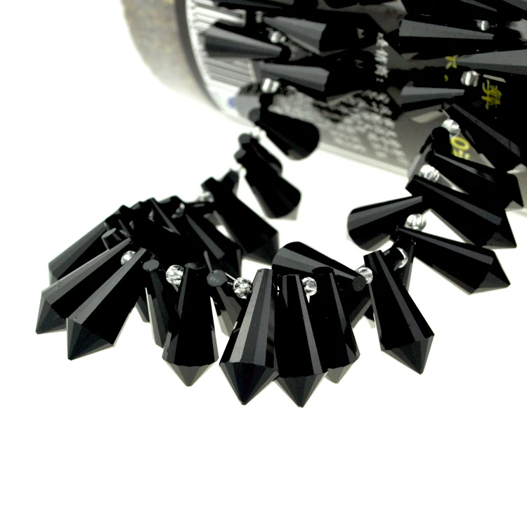 

Wholesale 50pcs/lot 8*20mm Black Tear Drop Glass Beads Cute Crystal Faceted Beads For Jewelry Making Bracelet Craft DIY Beads