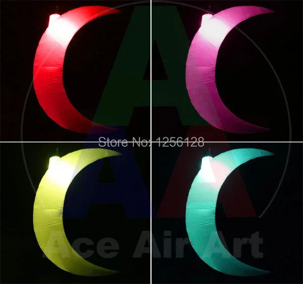 

2 m H Colorful LED Night Club Ceiling Decoration Inflatable Meniscus Crescent Moon