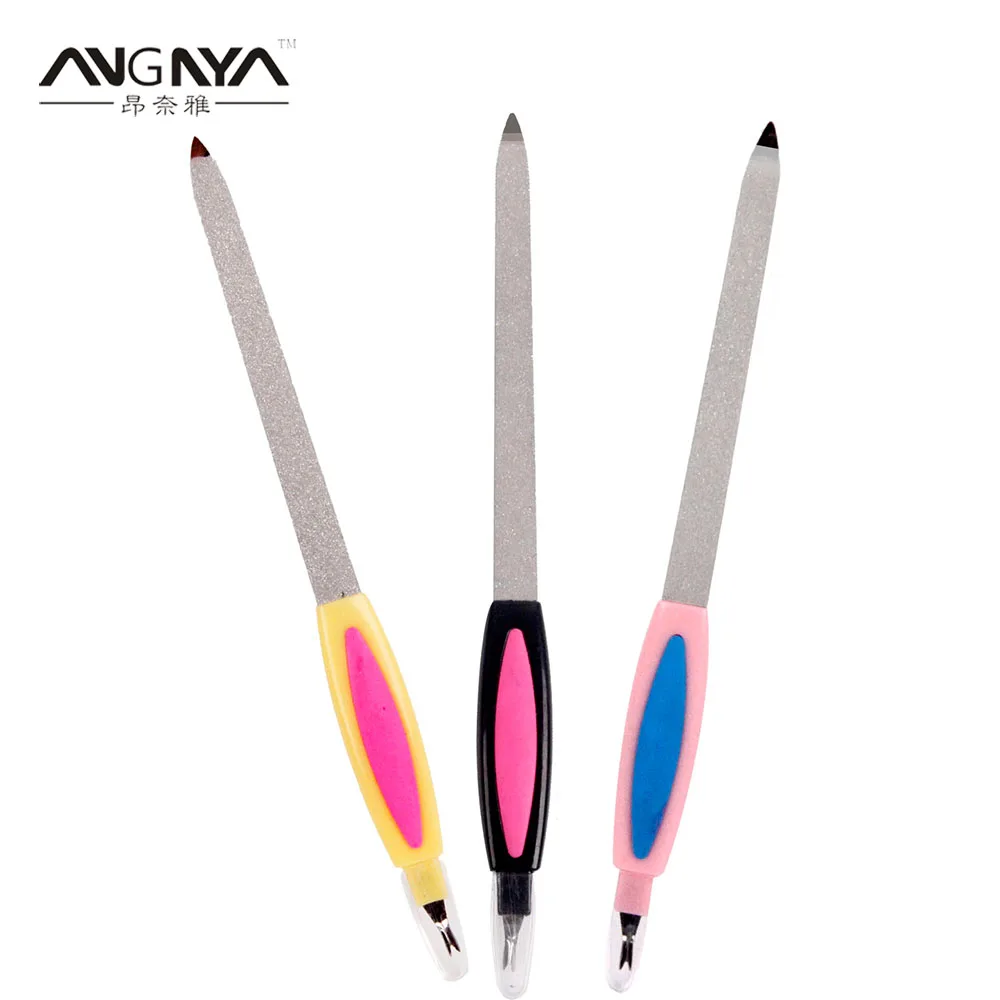 

ANGNYA 1pcs 3Colors Women's Straight Shaver Knife Nail File and Solingen Steel +Plastic Handle Nail Art Tools Two Use A067