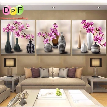 

DPF 5d round painting DIY Diamond Painting lianfu Flower Crystal Diamond Cross Stitch Flowers Needlework Home Decorative