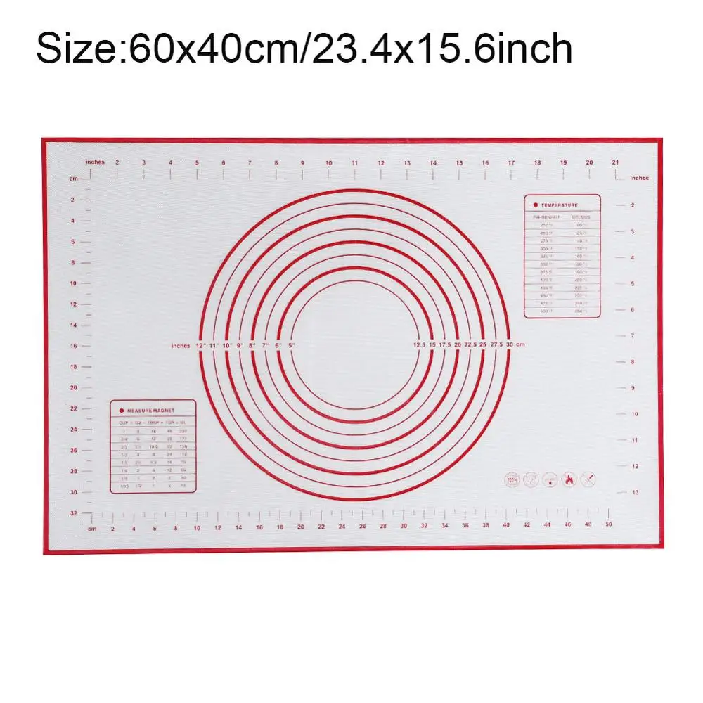 Силиконовый коврик для выпечки со шкалой прокатки теста коврик для замеса теста антипригарный кондитерский лист Инструменты для выпечки - Цвет: 60x40cm