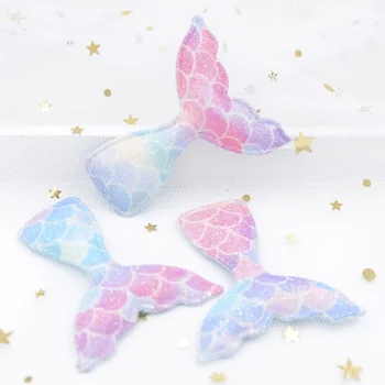 

8Pcs Upscale Glitter Powders Mermaid Scale Iridescence Fabric Padded Patches Mermaid Tail Appliques for DIY Hair Clips Decor S13