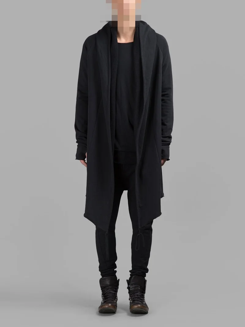 Personality Autumn and Winter Male Dark Long Long Cardigan Coat Cloak ...